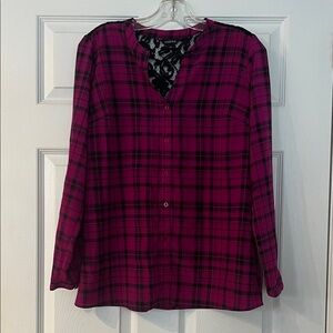 Jessica Pink and Black Plaid Blouse
